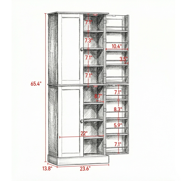 65英寸餐具室储物柜蓝色4门-6