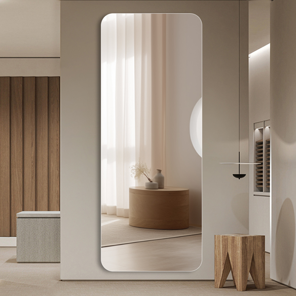 65"x 24" inch Full Body round corner mirror for Living Room Bedroom Cloakroom Wall hanging with hanging hole High quality 5mm silver mirror  Explosion-proof glass-1