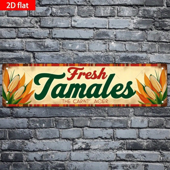 CIFbuy 复古怀旧新鲜玉米粽与玉米铁皮墙饰 16x4，厨房装饰（TikTok, temu 自提物流）