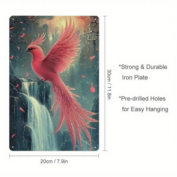 CIFbuy 金属招牌 凤凰展翅 樱花图案 复古风 8x12英寸 复古墙面装饰艺术（TikTok, temu 自提物流）-4
