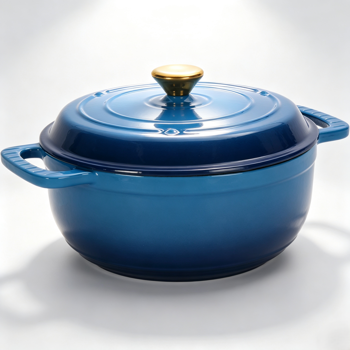 铸铁 7.5QT 烹饪锅具 渐变蓝 含两个硅胶手套 珐琅锅