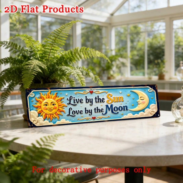 CIFbuy 2D平面金属铁质复古太阳壁饰，随心所欲地生活 40x10厘米（TikTok, temu 自提物流）-2