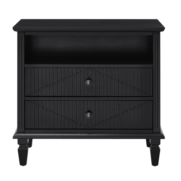Farmhouse Nightstand with Charging Station, 2-Drawer Engineered Wood Storage Cabinet, Bedside Table for Bedroom-8