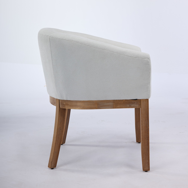 Mid Century Modern Upholstered Barrel Dining Chairs with Arms,Farmhouse Linen Kitchen & Dining Room Chairs with Natural Hardwood Frame, 19" W Accent Chairs for Living Room,Single Pack,Beige,SW1891BG-5