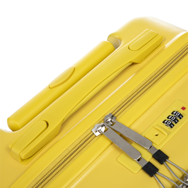 14"/20" 2 pcs/set in ABS Spinner Wheel Luggage, with Combination Lock and Front Opening Design, 14" Cosmetic Case (Yellow)-9