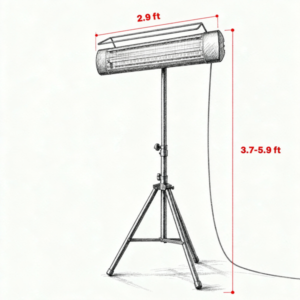 1500W电动立式庭院加热器IP65防水户外红外加热器，带三脚架3加热设置24H定时器黑色-3