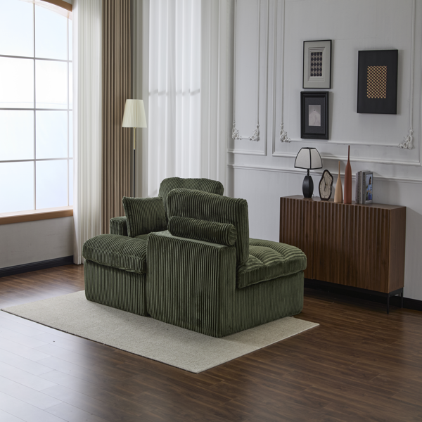 Double Chaise Lounge Chair Indoor,Oversized Upholstered Sleeper Cloud Couch,Deep Seat Luxury Sofa Bed,Sectional Sofa Chaise Love-seat,Corduroy Reading Chair for Living Room,No Assembly Required,Green-3