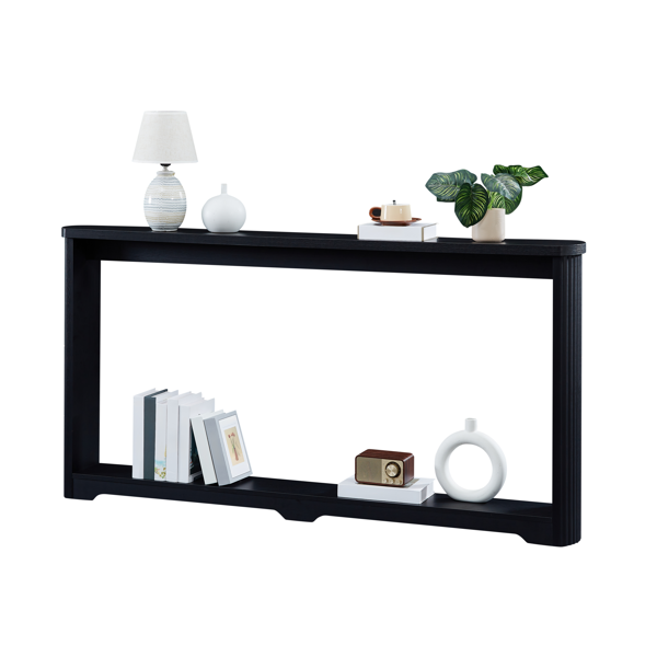 70.1"corrugated texture storage table for entranceways, narrow wooden console sofa table, can be placed behind the sofa, suitable for entranceways, corridors, and front door.Black.70.1"L*8.7"W*35.5"H-6