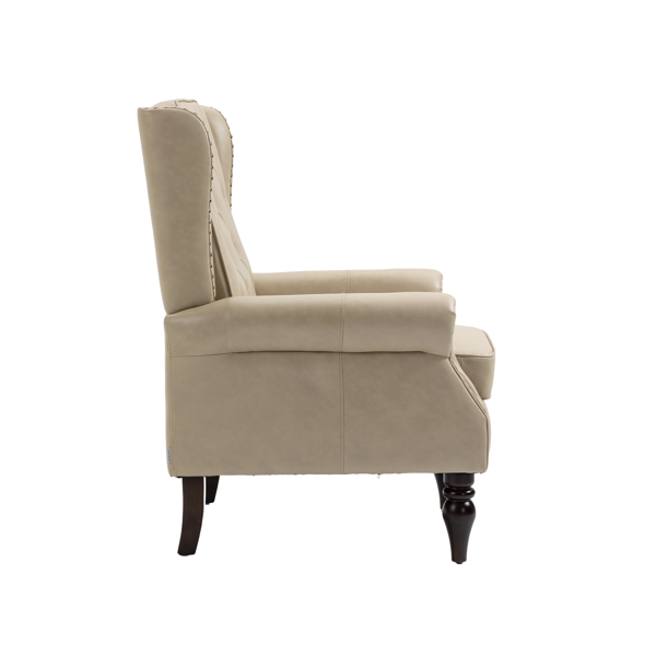 Wood Frame Armchair, Modern Accent Chair Lounge Chair with Sturdy Wood Legs for Living Room Bedroom (Camel PU)-14