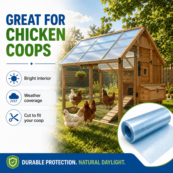 Polycarbonate Roof Panel Roll, Clear Roofing Panels Insulated Rainproof Greenhouse Panels Glass Fiber Roofing Canopy Cover for Farming, Sunroom 3.3x16.5ft(1x5m)-5