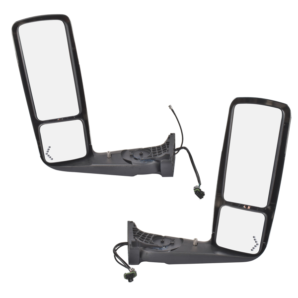 后视镜 2Pcs Front Left and Right Chrome Power View Door Mirror with Turn Signal Light Fits for International Harvester MV607 2018-2026-1