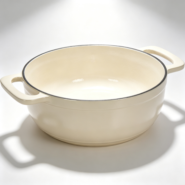 铸铁 6QT 烹饪锅具 陶瓷白 含两个硅胶手套 珐琅锅-3