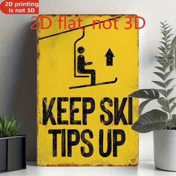 CIFbuy 复古滑雪乐趣铁皮招牌，让滑雪技巧常新——复古金属墙饰，20x30厘米（TikTok, temu 自提物流）-8