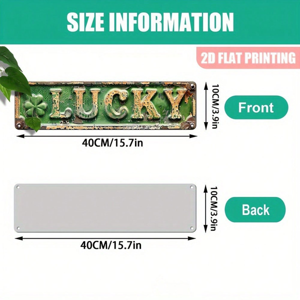 CIFbuy 复古铝制四叶草壁饰 16x4，乡村风幸运标志艺术品（TikTok, temu 自提物流）-3