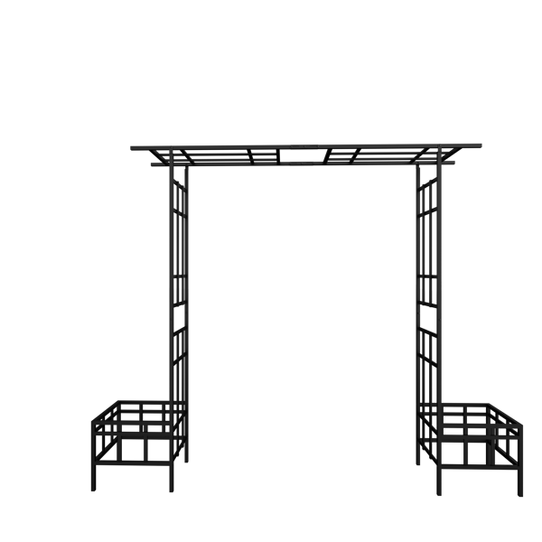 Metal Garden Arch with Adjustable Width W68.11''~W94.29''  Climbing Plants Support Rose Arch Outdoor Black-4