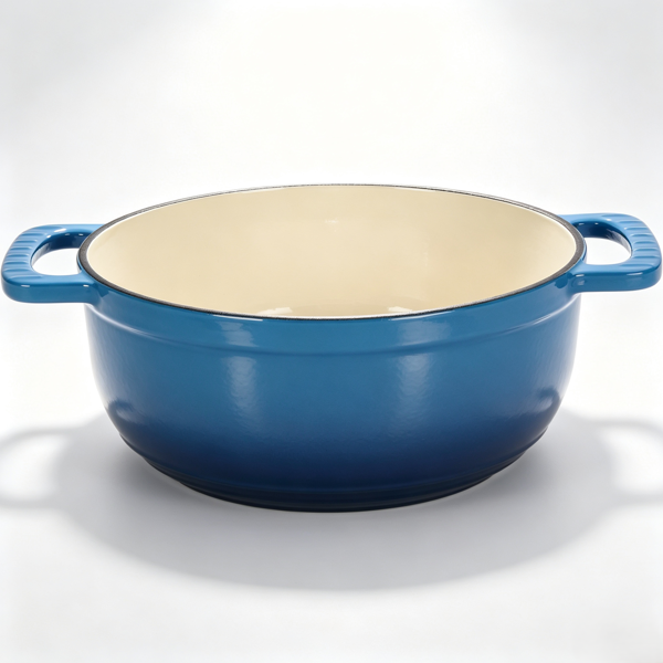 铸铁 6QT 烹饪锅具 渐变蓝 含两个硅胶手套 珐琅锅-9