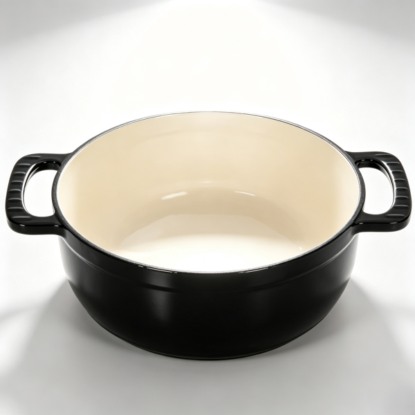 铸铁 6QT 烹饪锅具 纯黑色 含两个硅胶手套 珐琅锅-11
