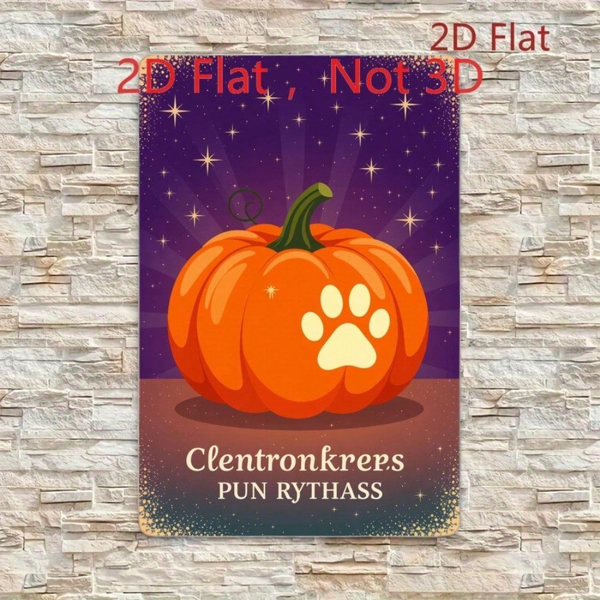 CIFbuy 万圣节南瓜爪印铝制铁皮装饰牌 20x30厘米，田园风墙面装饰（TikTok, temu 自提物流）-4