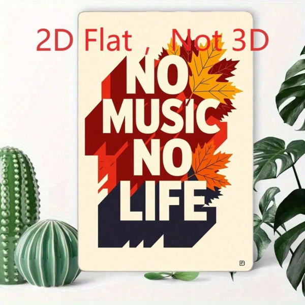 CIFbuy 20x30厘米 铝制铁皮招牌 “无音乐，无生活”，秋日枫叶墙饰装饰（TikTok, temu 自提物流）-4