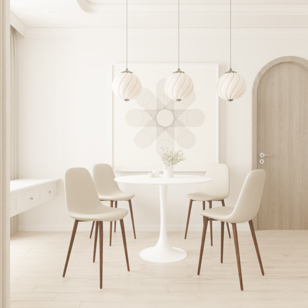 31.5" White Round Dining Table, Tulip Table Kitchen Dining Table 2-4 People with MDF Table Top & Pedestal Base, Mid-Century End Table Leisure Coffee Table Office Living Room Table-10