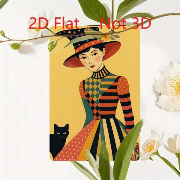 CIFbuy 复古女巫与黑猫金属壁饰，8x12英寸，2D印刷铝制装饰品（TikTok, temu 自提物流）-4