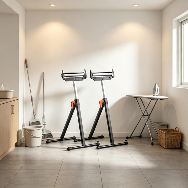 2件套折叠辊架27至43英寸可调高度抛光钢辊头-1