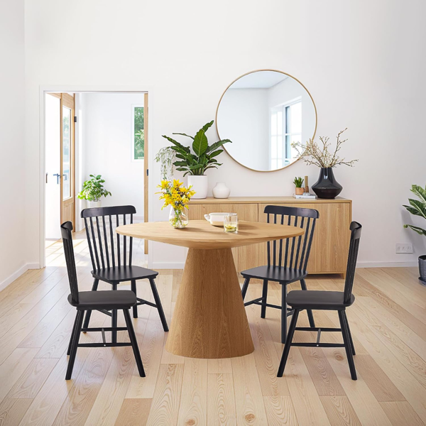 4 pieces of dining chair, black, rubber wood material, dining chair, solid wood chair, solid wood dining table chair-5