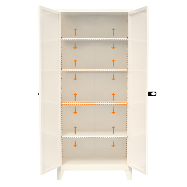 71'' 2 Shapely Door Cabinet With Lock, Metal Storage Cabinet with Doors and Adjustable Shelves, for Kitchen, Bedroom, Living Room(Beige)-11