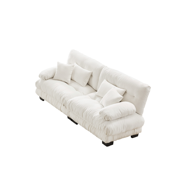 Cloud Couch 2 Seater Sofa for Living Room, Chenille 2 - Seat sofa with 2 Lumbar pillows and 2 throw pillows,Chenille White-9