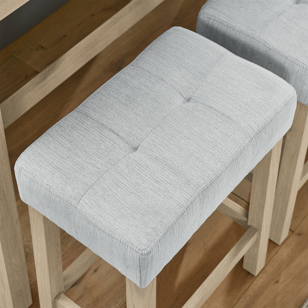 59 Inch Bar Table, Dining Table, Sofa Table with Power Outlet, 3 Upholstered Stools, 4 Piece Bar Table and Chair Set for Living Room, Dining Room, Kitchen-9
