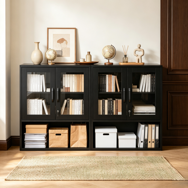钢制 80*80*30cm 吊柜（带LED灯） 钢制展示柜 黑色-1