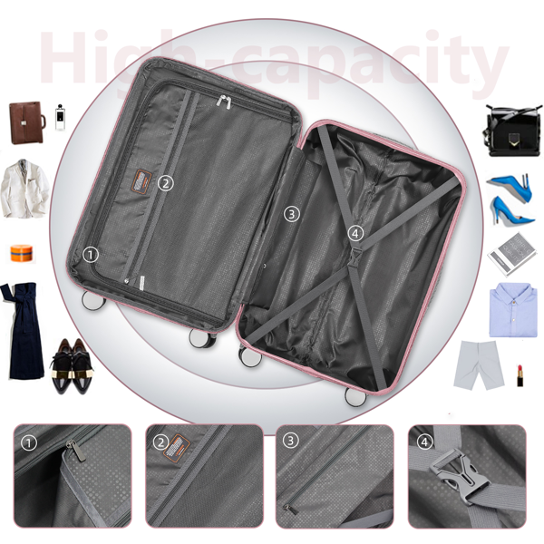 Luggage Sets 6 Piece with Duffel Bags, Hardside Expandable Suitcases with Spinner Wheels TSA Lock, Pink-6