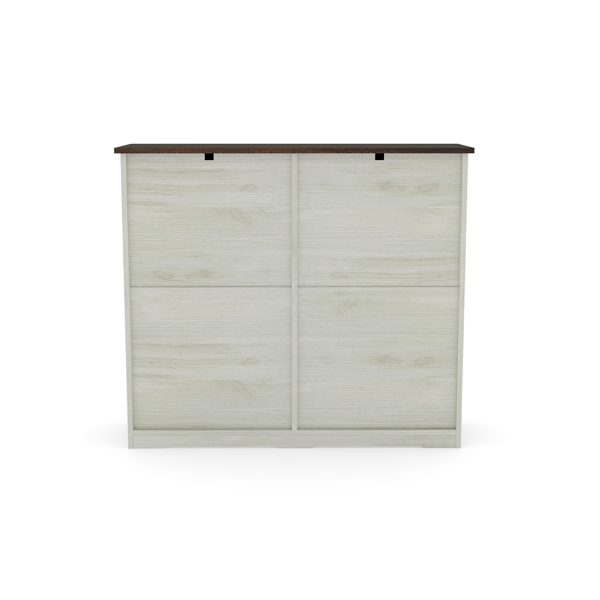 Farmhouse Double Tilt Out Trash Cabinet for 20 Gallon Trash Cans, Free Standing Recycling Cabinet with Hideaway Drawer, Barn Door Style Laundry Sorter Cabinet, Tilt Out Trash Cabinet for Kitchen-23