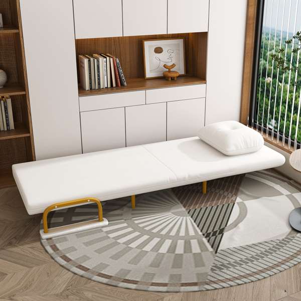 Folding Sofa Bed 3-in-1 Convertible Chair - 5-Position Adjustable Backrest with Pillow, Space-Saving Sleeper for Living Room, Bedroom & Office (White)-2