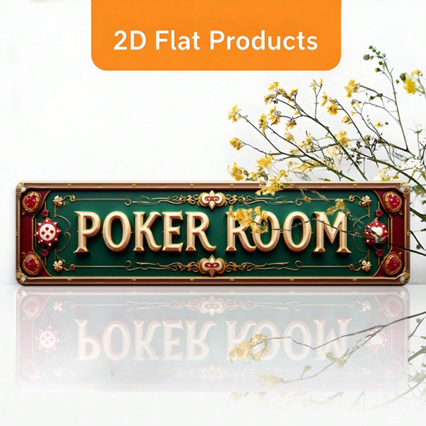 CIFbuy 复古扑克室铝制墙牌 2D 平面 10x40厘米，农舍风酒吧装饰（TikTok, temu 自提物流）-3