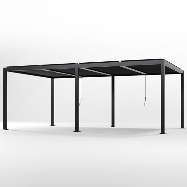 12' x 20'现代风格凉亭，带可调节百叶窗，适用于户外顶棚、花园，组装简便，经久耐用，炭灰色-1