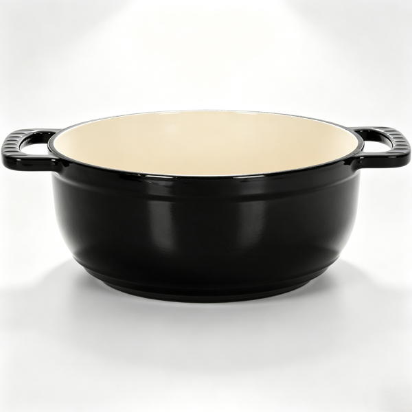 铸铁 7.5QT 烹饪锅具 纯黑色 含两个硅胶手套 珐琅锅-6