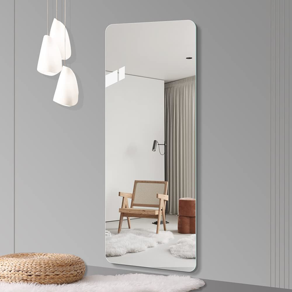 65"x 24" inch Full Body round corner mirror for Living Room Bedroom Cloakroom Wall hanging with hanging hole High quality 5mm silver mirror  Explosion-proof glass-2