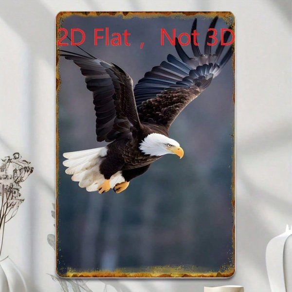 CIFbuy 复古飞鹰锡制装饰牌 20x30厘米，爱国主题金属墙面装饰（TikTok, temu 自提物流）-4