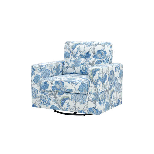 Floral Upholstery Degree Rotation Single Sofa Chair for Living Room, Bedroom, Office-8