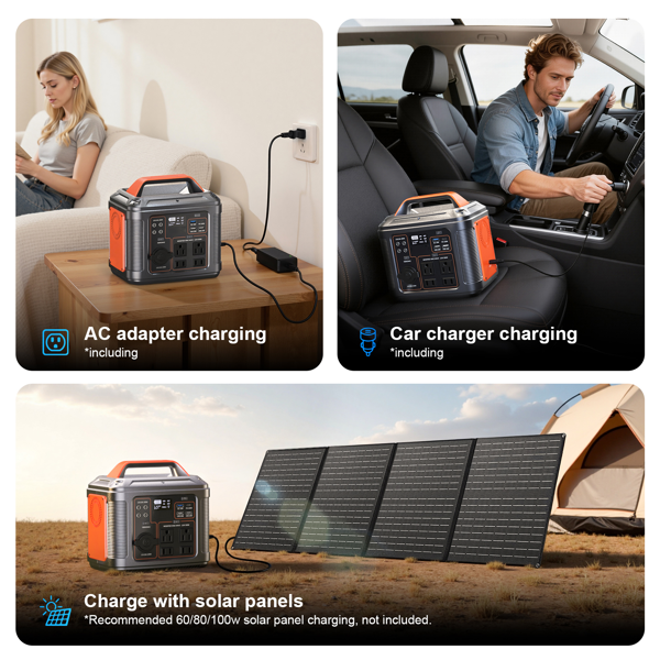 便携式电源站，296Wh 300W 锂电池，300W AC/PD100W 输出，户外太阳能灯、露营帐篷、应急户外家庭使用、呼吸机、电风扇、笔记本电脑、应急、礼品用太阳能发电机-7