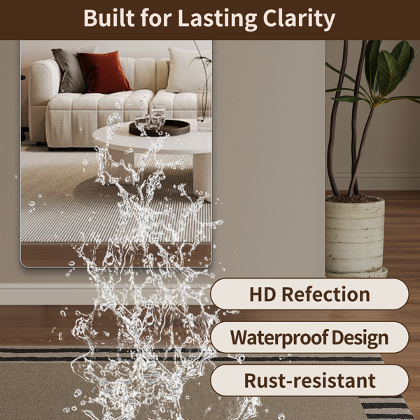 65"x 24" inch Full Body round corner mirror for Living Room Bedroom Cloakroom Wall hanging with hanging hole High quality 5mm silver mirror  Explosion-proof glass-6