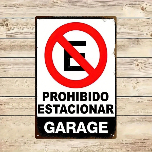 CIFbuy 复古“禁止停车”标志 2D 平面金属，Prohibido Estacionar 8x12 墙面装饰（TikTok, temu 自提物流）-5