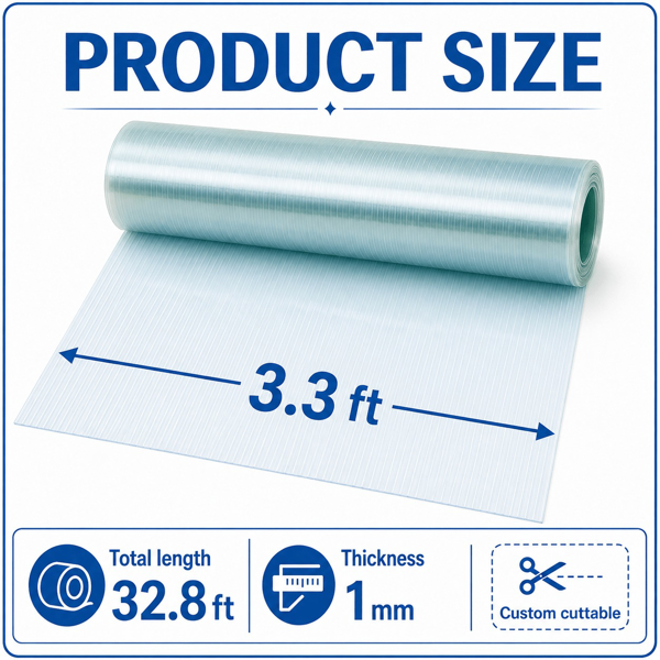 Polycarbonate Roof Panel Roll, Clear Roofing Panels Insulated Rainproof Greenhouse Panels Glass Fiber Roofing Canopy Cover for Farming, Sunroom 3.3x32ft(1x10m)-8