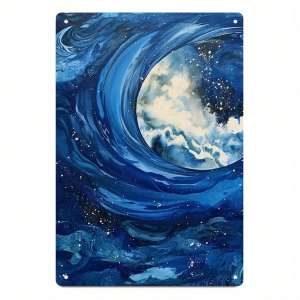 CIFbuy 现代墙饰 2D 平面 天体 月亮 海浪与繁星 铁艺挂板（TikTok, temu 自提物流）-7