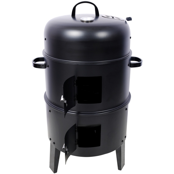 Charcoal Smoker Grill Wood Smoker Grills Outdoor Cooking 16 Inch Vertical Smoker Portable BBQ Grill for Camping, Black-6