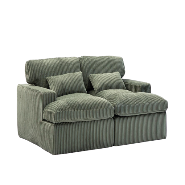 Double Chaise Lounge Chair Indoor,Oversized Upholstered Sleeper Cloud Couch,Deep Seat Luxury Sofa Bed,Sectional Sofa Chaise Love-seat,Corduroy Reading Chair for Living Room,No Assembly Required,Green-25