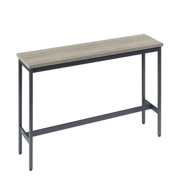 Long Bar Table Set with 3 PU Upholstered Bar Stools, Industrial Bar Table and Chairs for Kitchen Breakfast Table, Living Room, Banquet Hall, Rustic Gray and Black, 63″L x15.7"W x 37.5"H-6