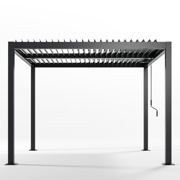 10' x 10'现代风格凉亭，带可调节百叶窗，适用于户外顶棚、花园，组装简便，经久耐用，炭灰色-2