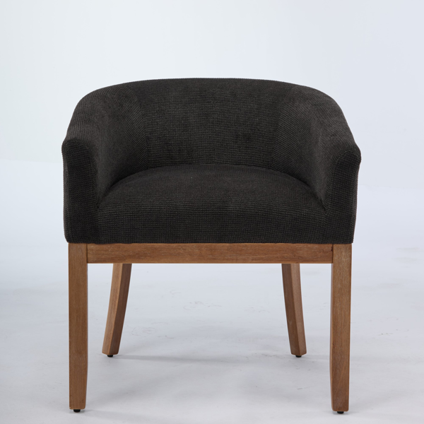 Mid Century Modern Upholstered Barrel Dining Chairs with Arms,Farmhouse Linen Kitchen & Dining Room Chairs with Natural Hardwood Frame, 19" W Accent Chairs,Single Pack,Charcoal Gray,SW1891BK-2